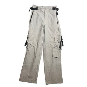No Comment Cargo Pants Women Sz S Gray Parachute Gorpcore Techwear Buckle Straps
